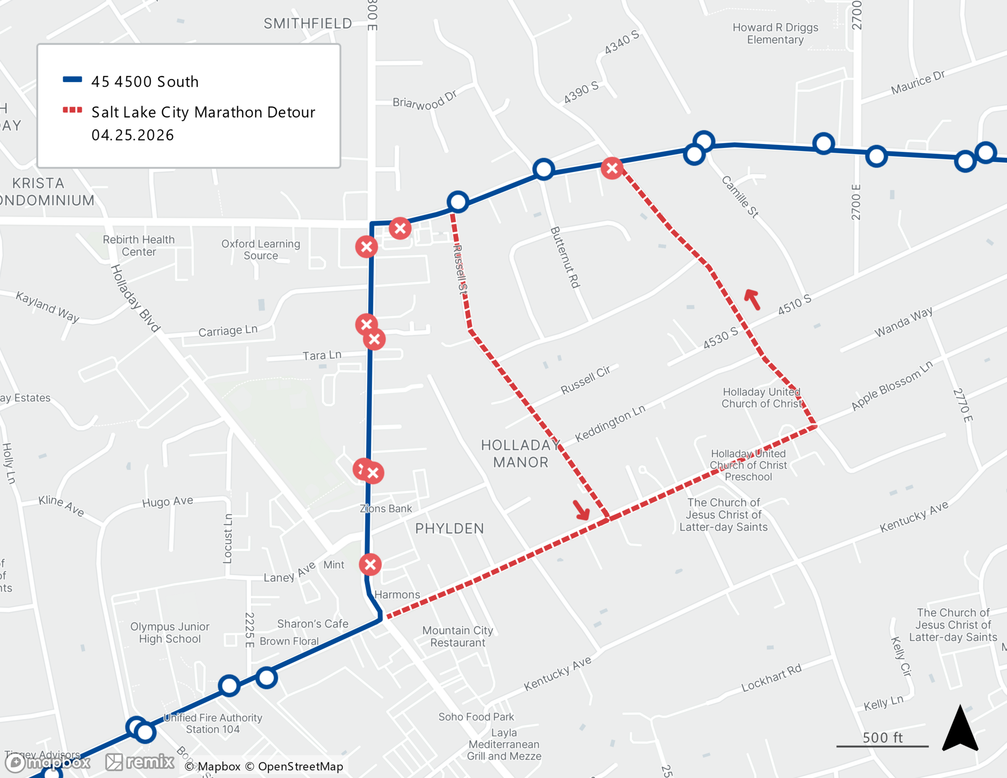 Route 45 Detour Map 4/25/26