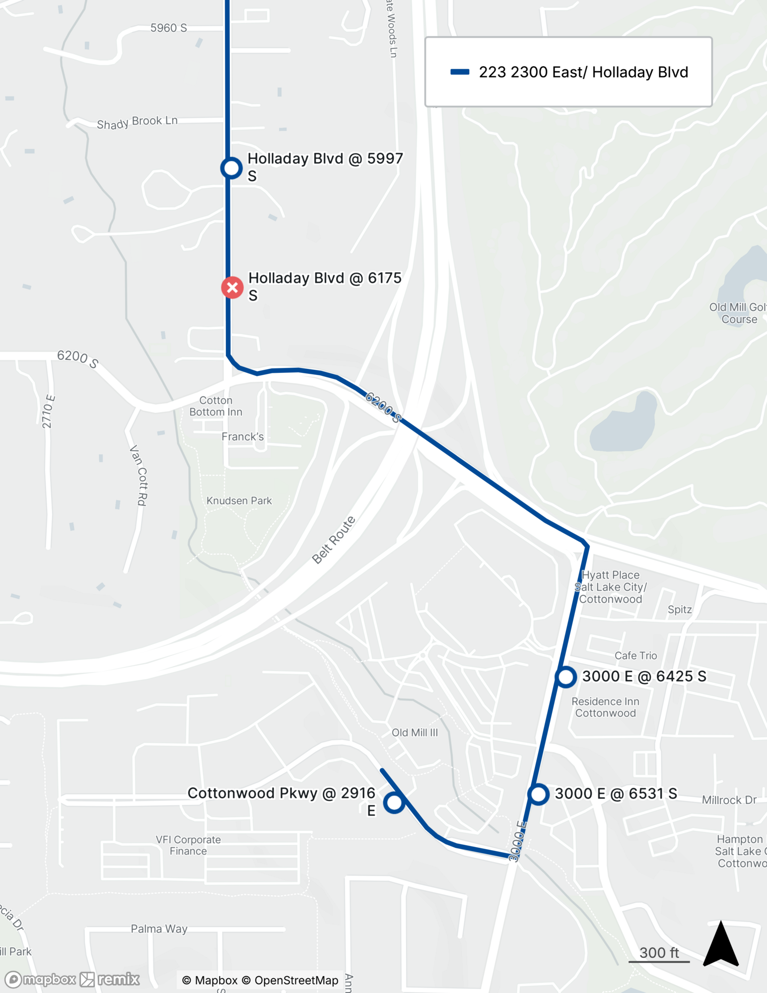 Route 223 Stop Closure Map 4/21/26