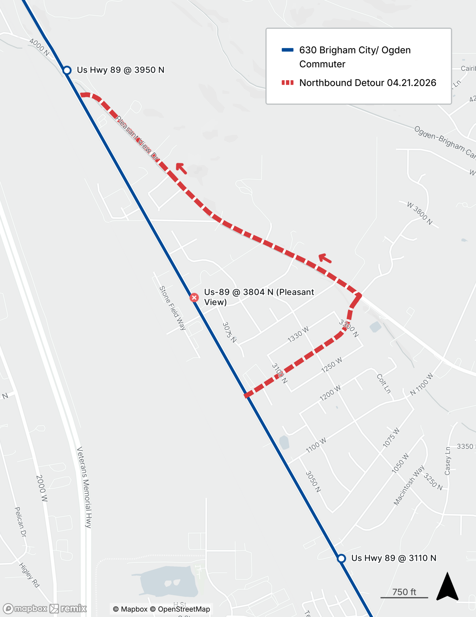 Route 630 Detour Map 4/21/26