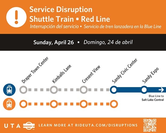 TRAX Blue Line Disruption Map 4/26/26