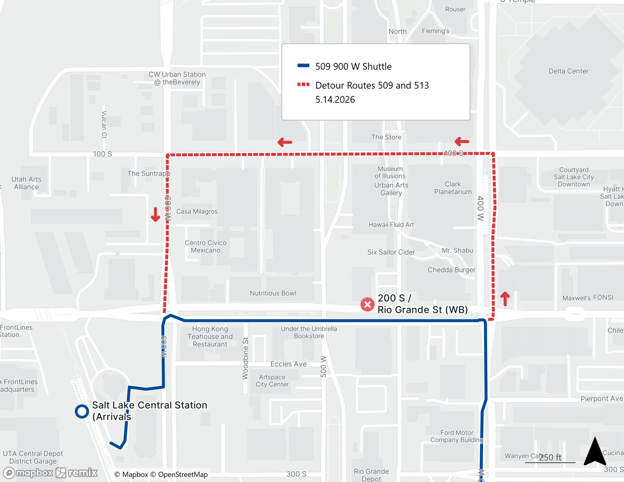 Detour for Route 509 and 513 on May 14, 2026
