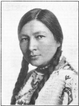 black and white portrait image of native american woman