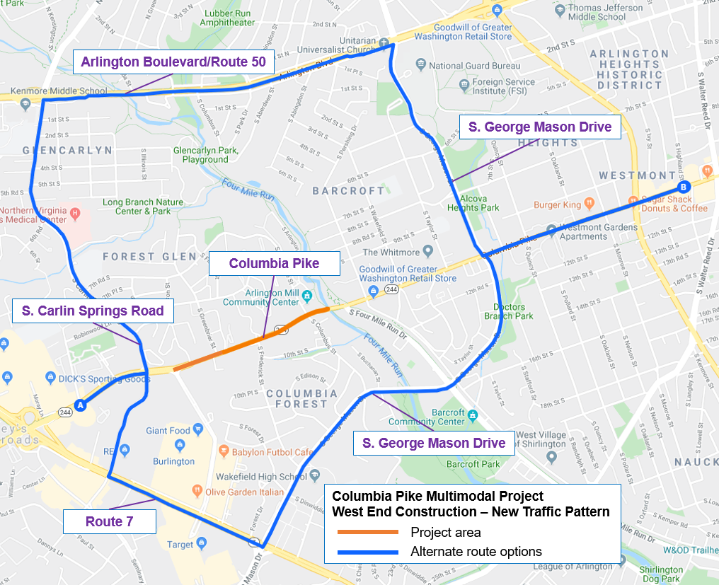 Columbia Pike west end alternate routes