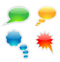 Four multicolored thought bubbles.