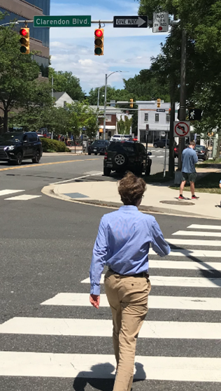 person crossing with leading pedestrian interval during red light