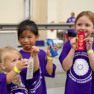 Girls with ribbons after the pie eating contest