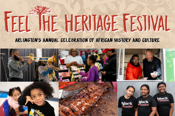 Feel the Heritage Festival with photos from the event including musical performer playing trombone, children in art activties, and vendors