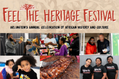 Feel the Heritage Festival with photos from the event including musical performer playing trombone, children in art activties, and vendors