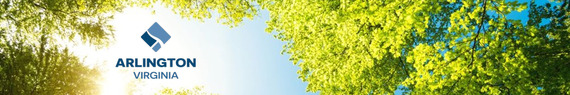 Arlington Virginia logo surrounded by bright green trees
