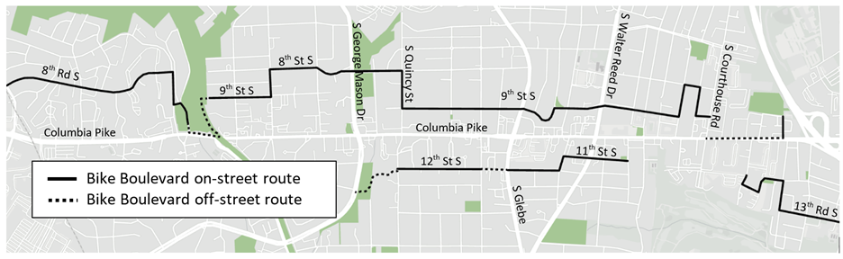 bike boulevard proposed projects near Columbia Pike