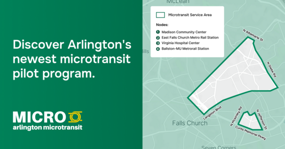 MICRO Arlington Microtransit banner with service area map