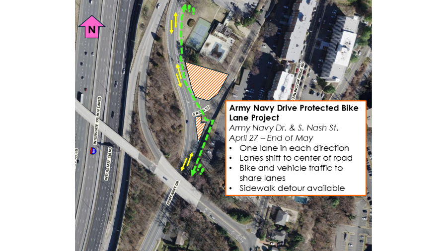 Army Navy Drive at S Nash Street Traffic Shift Map