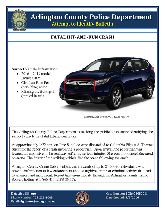Manufacturer photo of suspect vehicle in fatal hit and run crash on June 8, 2026