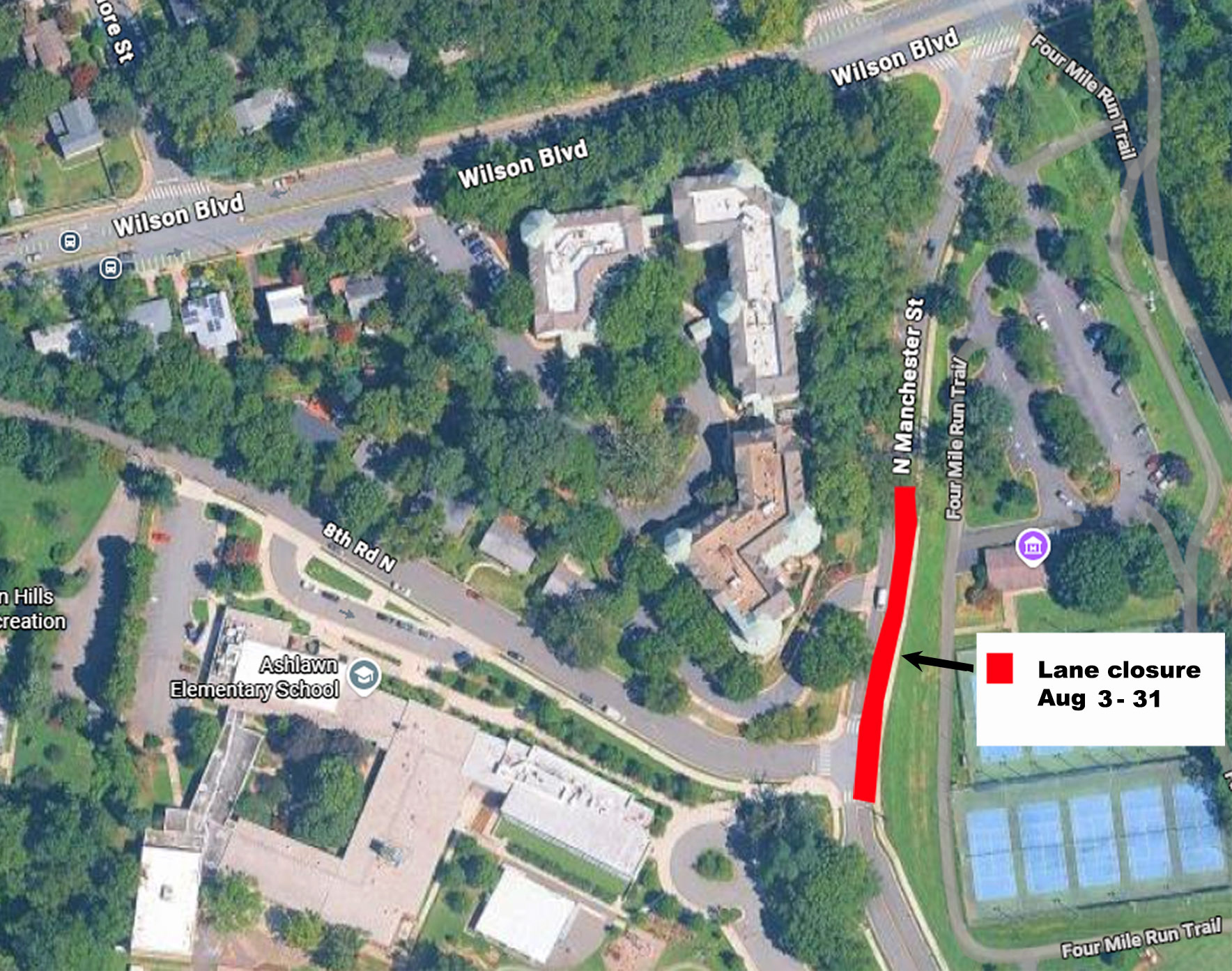 Bluemont Lane Closure Aug 3-31