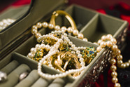 Necklaces inside a jewelry box.