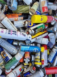 Assorted aerosol cans collected at an E-CARE event.