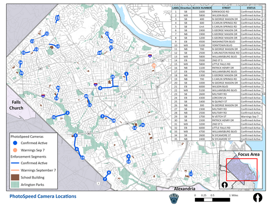 Map of PhotoSPEED camera locations for 2026-27 School Year