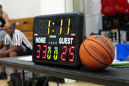 basketball game score board and ball