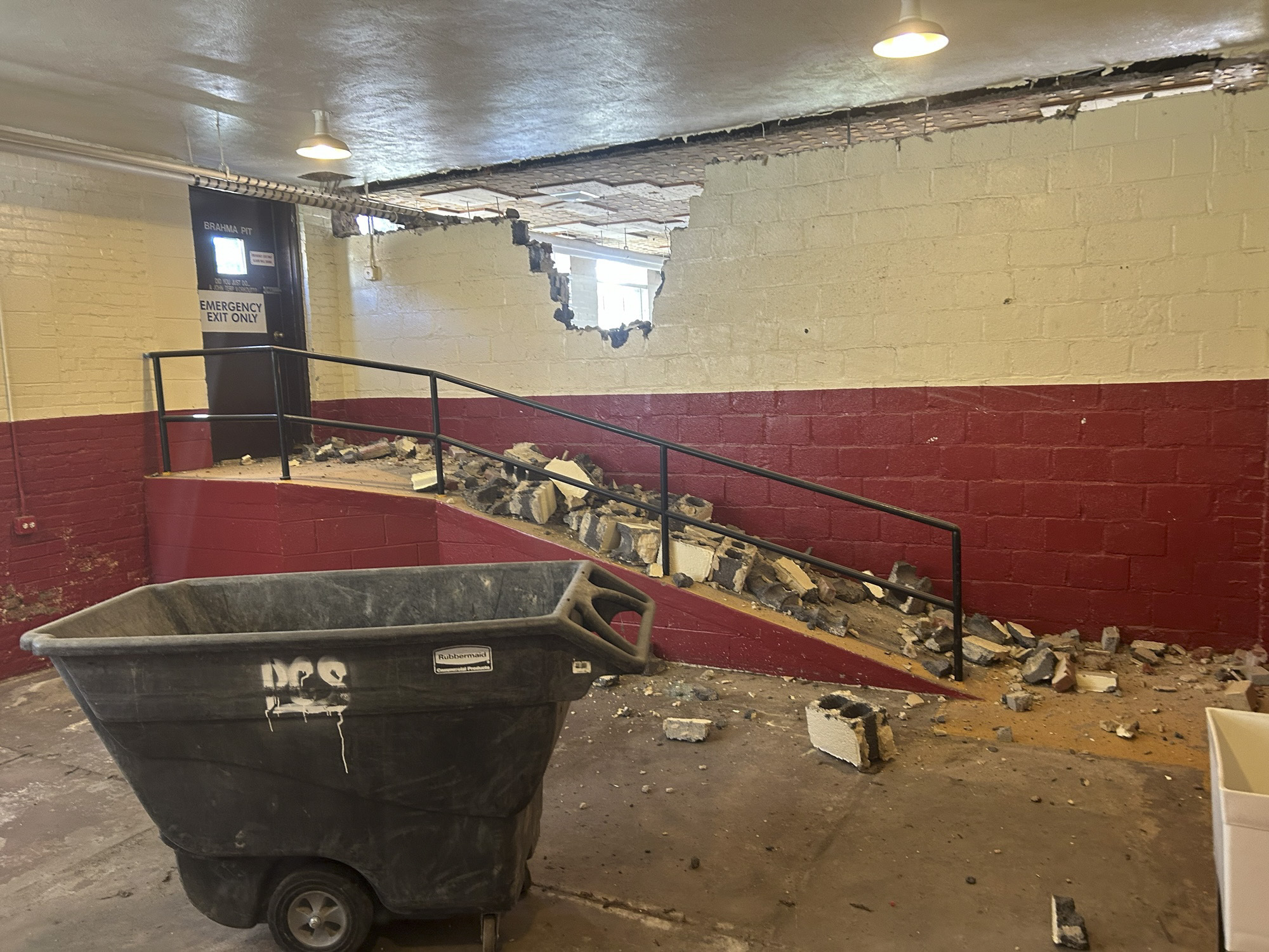 Demolition of the Brahma Pit wall