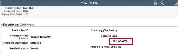 Screenshot of Position Data in Cardinal where FTE is set to 0.000000