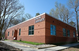 An exterior image of Chesterfield's current Enon Library building