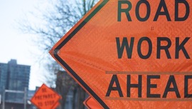 Road Work Ahead sign