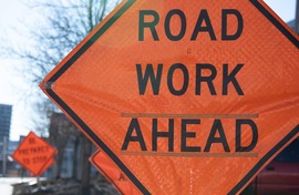 Road Work Ahead sign