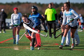 Field Hockey Players Battle for the Ball at the 2024 Shooting Stars Tournament in Chesterfield
