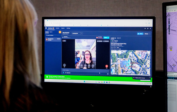 An image of a 911 dispatcher's computer screen in Chesterfield's Emergency Communications Center 