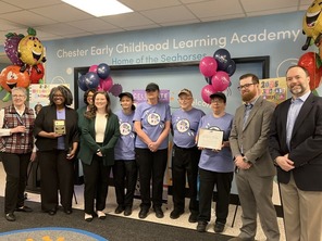 Chester Early Childhood Learning Academy staff received an award for prioritizing school breakfast