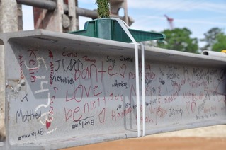 Bensley Elementary staff and students signed the final construction beam to be placed into the new school building  