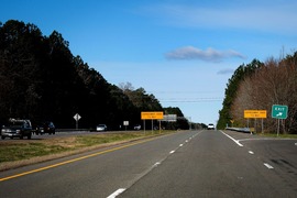 Vehicles travel along the Powhite Parkway in Chesterfield