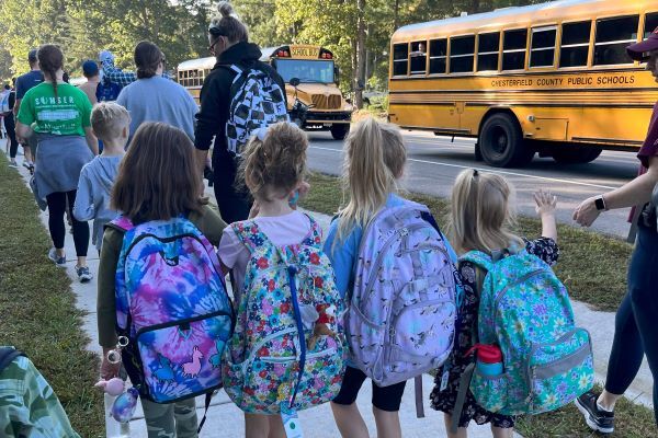 Students at the School Bus