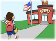 Picture of child going to school