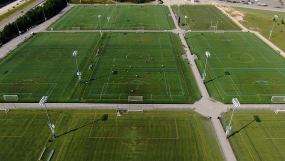 An aerial view of Chesterfield's River City Sportsplex