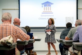 Kelly Dale from Community Engagement and Resources addresses Government Citizens Academy participants