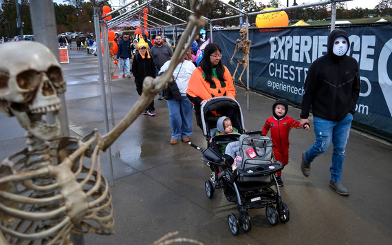 Parents and children arrive at River City Sportsplex for Chesterfield's "Spooktacular!" Halloween event