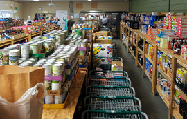 Food items stored for distribution at the Chesterfield Food Bank Outreach Center