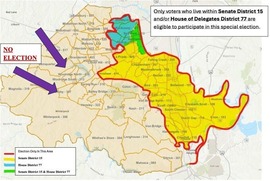 A map of the Chesterfield voting districts that are part of the Jan. 6, 2026 special election