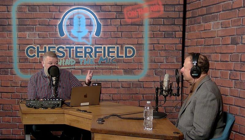 Dr. Miller and Brad Franklin on the set of "Behind the Mic"