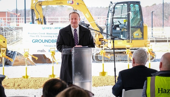 Dr. Miller at the groundbreaking ceremony for the Proctor’s Creek Wastewater Treatment Plant