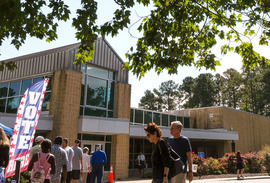 Chesterfield residents line up to participate in early voting at Central Library