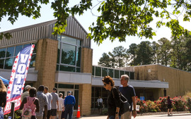 Chesterfield residents line up to participate in early voting at Central Library