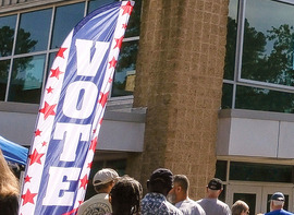 Chesterfield residents line up to participate in early voting at Central Library