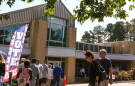Chesterfield residents line up to participate in early voting at Central Library