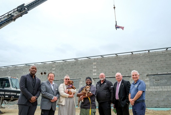 Board of Supervisors members at the topping out ceremony for the new Animal Services building