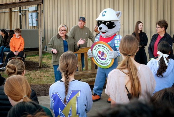 Chesterfield's mascot, Cole, during an appearance at the Chesterfield Food Bank Outreach Center