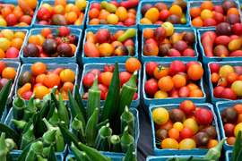 Containers full of various vegetables at the Chesterfield Farmers Market