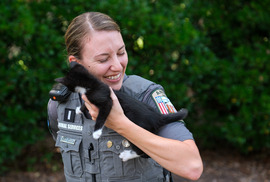 Carrie Jones with Animal Services holds a kitten that is available for adoption