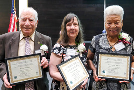The three 2025 inductees into the Chesterfield Senior Volunteer Hall of Fame: Peter Plourd, Robin Hoerber and Wonnease Rhone